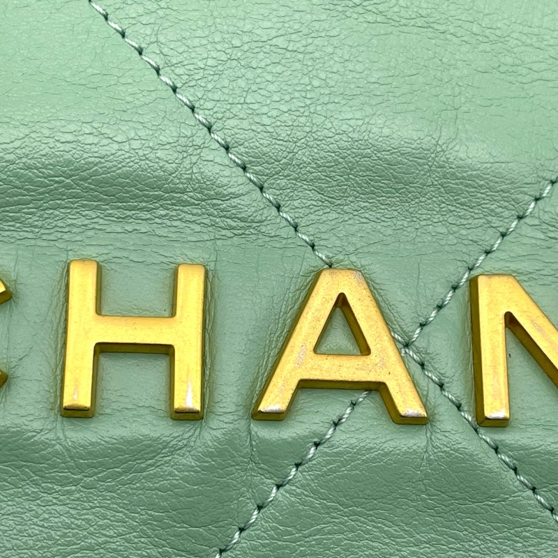シャネル CHANEL CHANEL22スモール AS3260 グリーン GD シャイニーカーフ レディース ショルダーバッグ