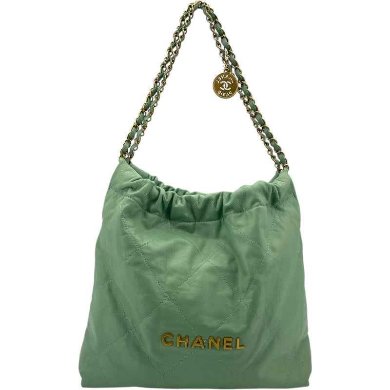 シャネル CHANEL CHANEL22スモール AS3260 グリーン GD シャイニーカーフ レディース ショルダーバッグ