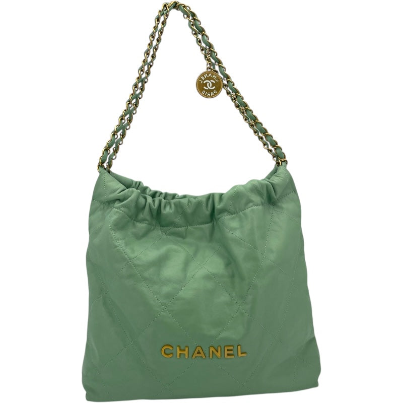 シャネル CHANEL CHANEL22スモール AS3260 グリーン GD シャイニーカーフ レディース ショルダーバッグ