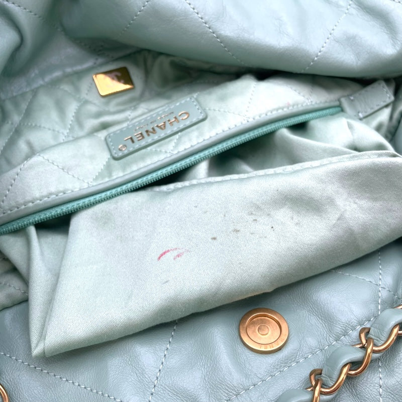 シャネル CHANEL CHANEL22スモール AS3260 グリーン GD シャイニーカーフ レディース ショルダーバッグ