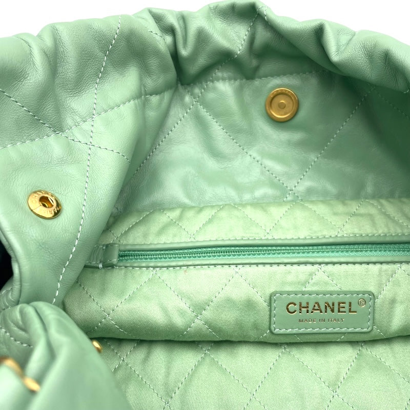 シャネル CHANEL CHANEL22スモール AS3260 グリーン GD シャイニーカーフ レディース ショルダーバッグ