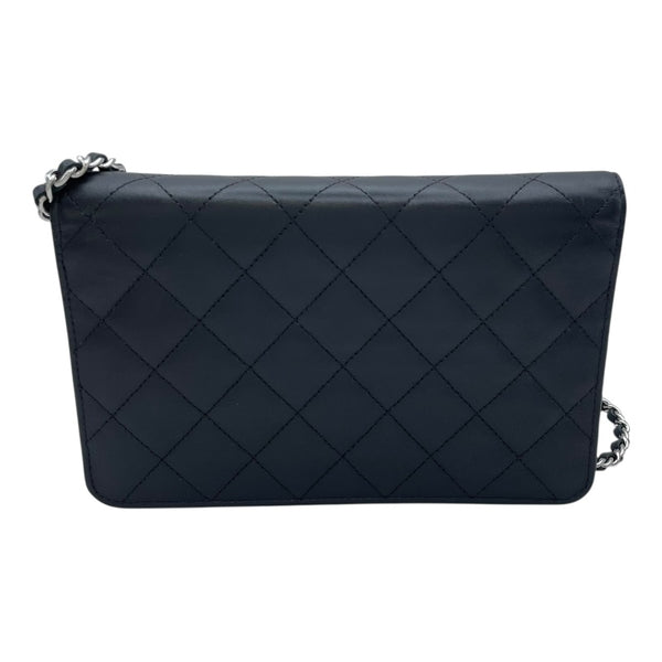 シャネル CHANEL カンボンラインチェーンウォレット A46646 16番台 ブラック　シルバー金具 カーフスキン レディース ウォレットチェーン