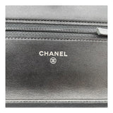 シャネル CHANEL カンボンラインチェーンウォレット A46646 16番台 ブラック　シルバー金具 カーフスキン レディース ウォレットチェーン