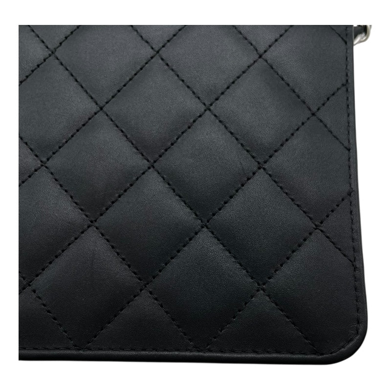 シャネル CHANEL カンボンラインチェーンウォレット A46646 16番台 ブラック　シルバー金具 カーフスキン レディース ウォレットチェーン