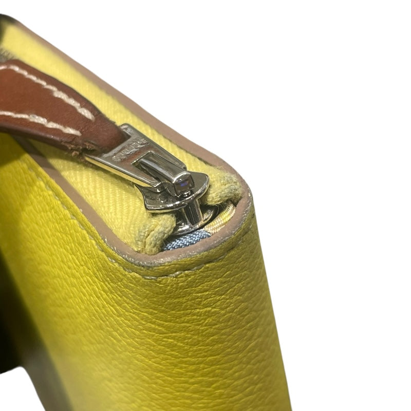 エルメス HERMES アザップロングシルクイン B刻印 ライム シルバー金具 エバーカラー レディース 長財布