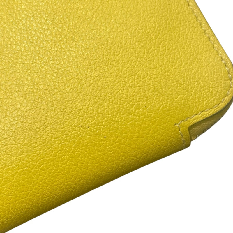 エルメス HERMES アザップロングシルクイン B刻印 ライム シルバー金具 エバーカラー レディース 長財布