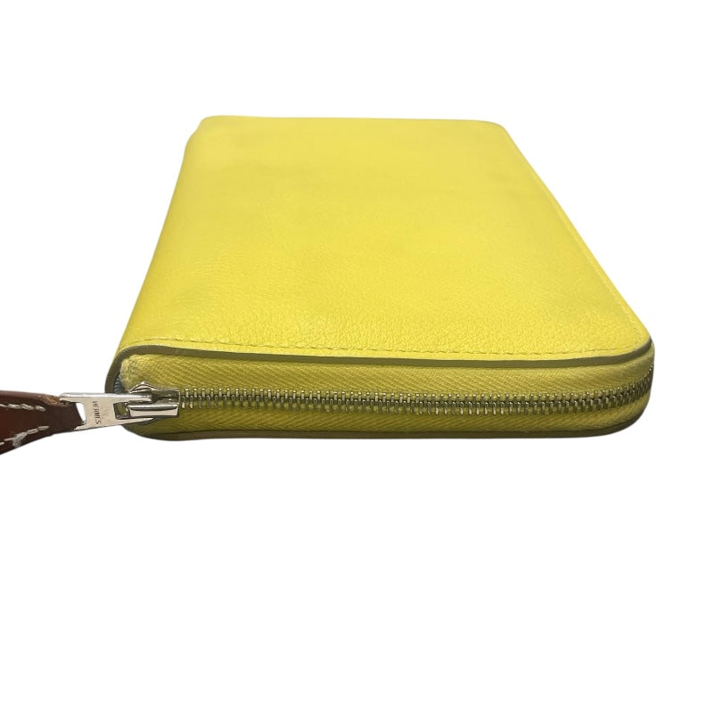 エルメス HERMES アザップロングシルクイン B刻印 ライム シルバー金具 エバーカラー レディース 長財布