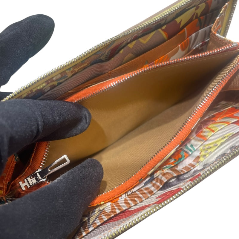 エルメス HERMES アザップロングシルクイン B刻印 ライム シルバー金具 エバーカラー レディース 長財布