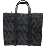 フェンディ FENDI FFロゴ 2WAYショッピングバッグ 7VA390 ブラック キャンパス/レザー メンズ トートバッグ
