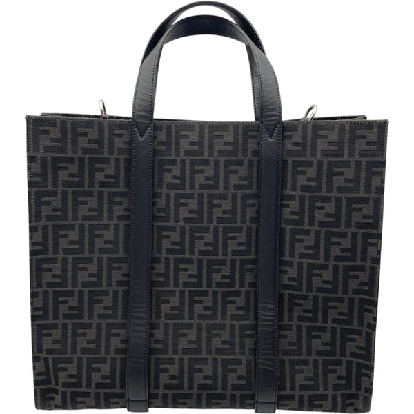 フェンディ FENDI FFロゴ 2WAYショッピングバッグ 7VA390 ブラック キャンパス/レザー メンズ トートバッグ