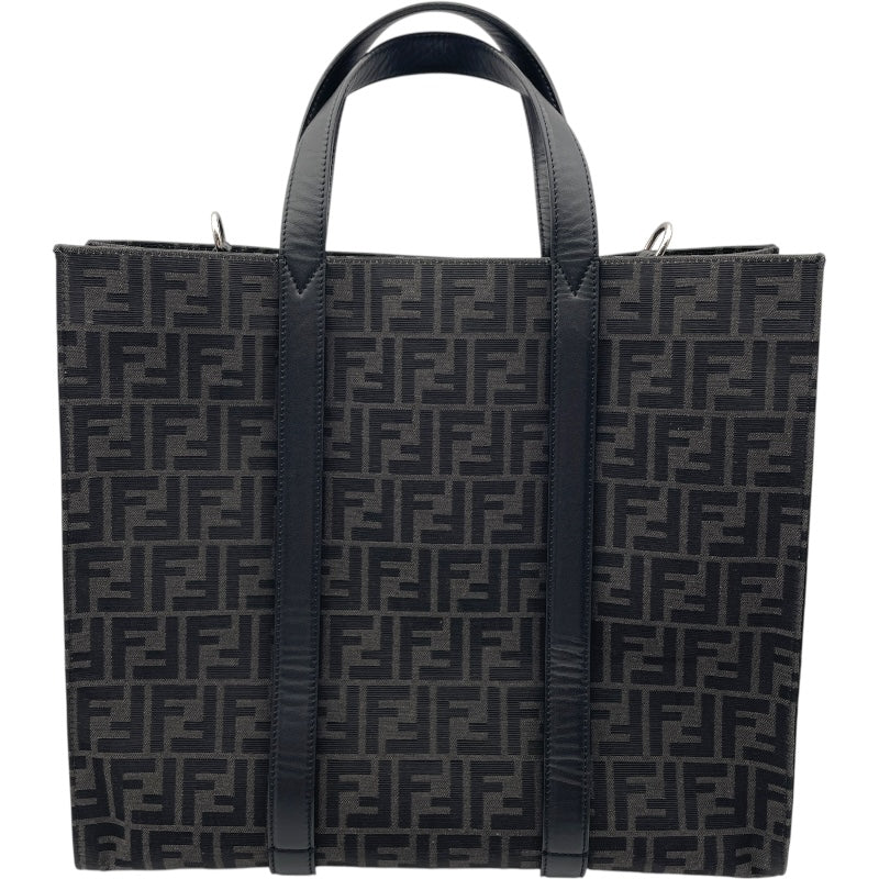 フェンディ FENDI FFロゴ 2WAYショッピングバッグ 7VA390 ブラック キャンパス/レザー メンズ トートバッグ