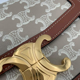 セリーヌ CELINE ティーントリオンフバッグ 188882 グレージュ GD金具 トリオンフキャンバス/レザー レディース ショルダーバッグ