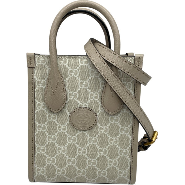 グッチ GUCCI インターロッキングG ミニトート 671623 ベージュ　ゴールド金具 GGスプリーム レディース ショルダーバッグ グッチ GUCCI インターロッキングG ミニトート 671623 ベージュ