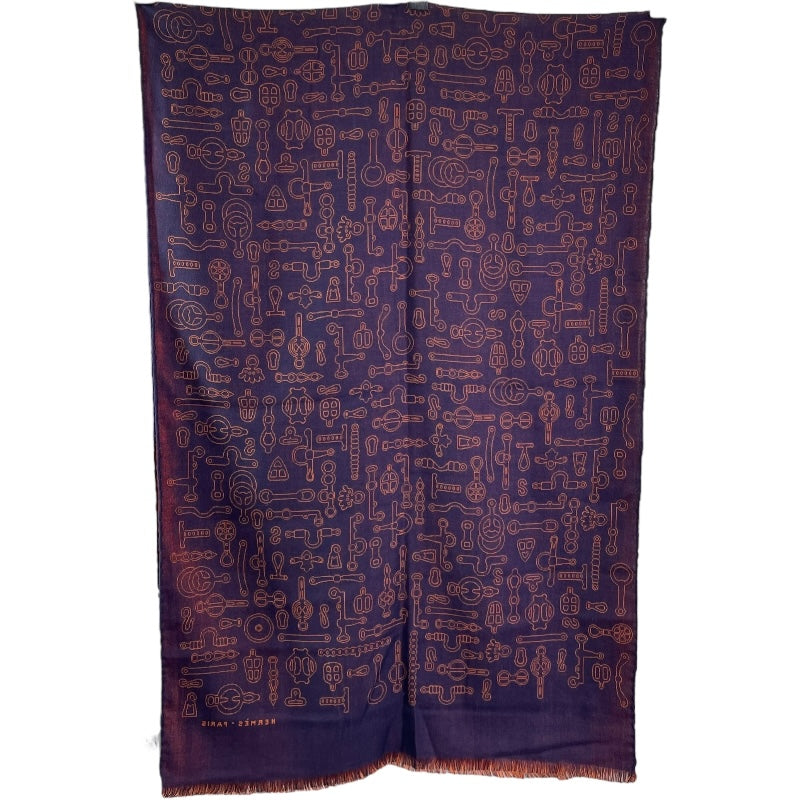 エルメス HERMES リバーシブル スカーフ ネイビー・オレンジ シルク・カシミヤ レディース スカーフ