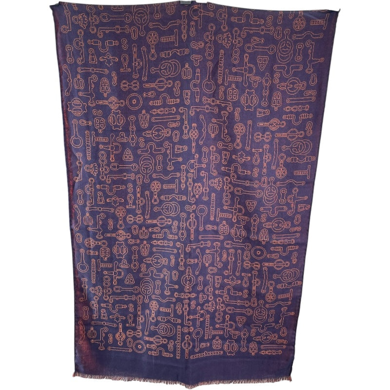 エルメス HERMES リバーシブル スカーフ ネイビー・オレンジ シルク・カシミヤ レディース スカーフ