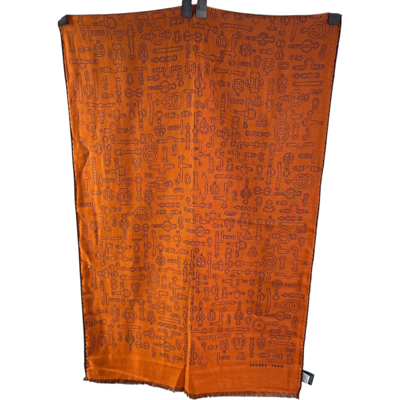 エルメス HERMES リバーシブル スカーフ ネイビー・オレンジ シルク・カシミヤ レディース スカーフ