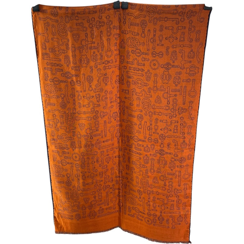 エルメス HERMES リバーシブル スカーフ ネイビー・オレンジ シルク・カシミヤ レディース スカーフ