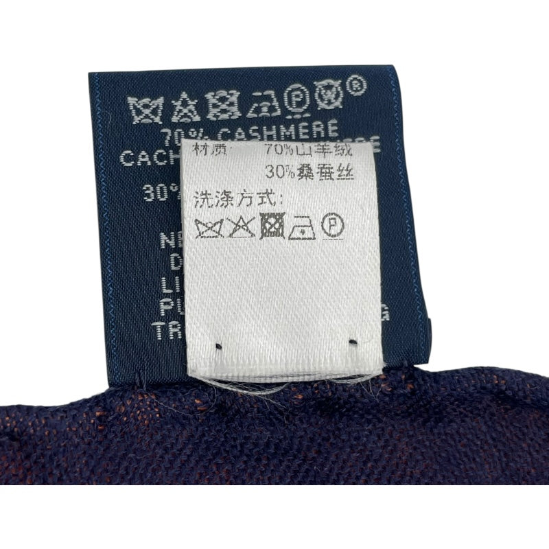 エルメス HERMES リバーシブル スカーフ ネイビー・オレンジ シルク・カシミヤ レディース スカーフ