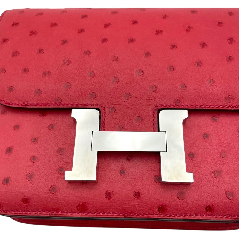 エルメス HERMES コンスタンス3ミニ C刻印 ブーゲンビリア SV金具 オーストリッチ レディース ショルダーバッグ