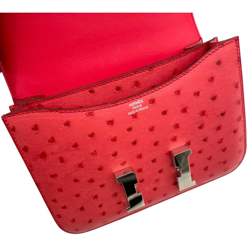 エルメス HERMES コンスタンス3ミニ C刻印 ブーゲンビリア SV金具 オーストリッチ レディース ショルダーバッグ