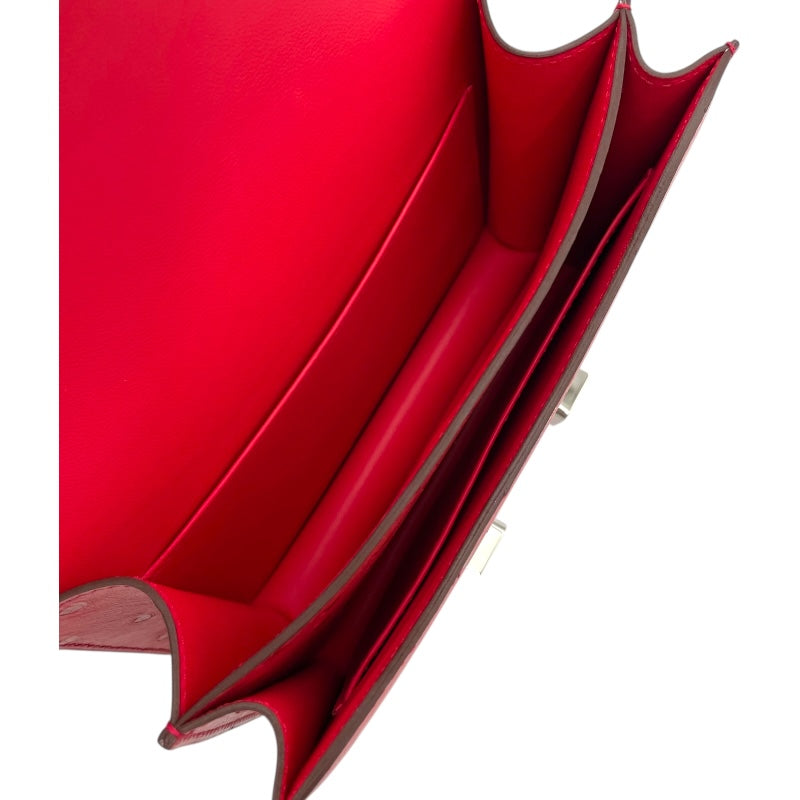 エルメス HERMES コンスタンス3ミニ C刻印 ブーゲンビリア SV金具 オーストリッチ レディース ショルダーバッグ