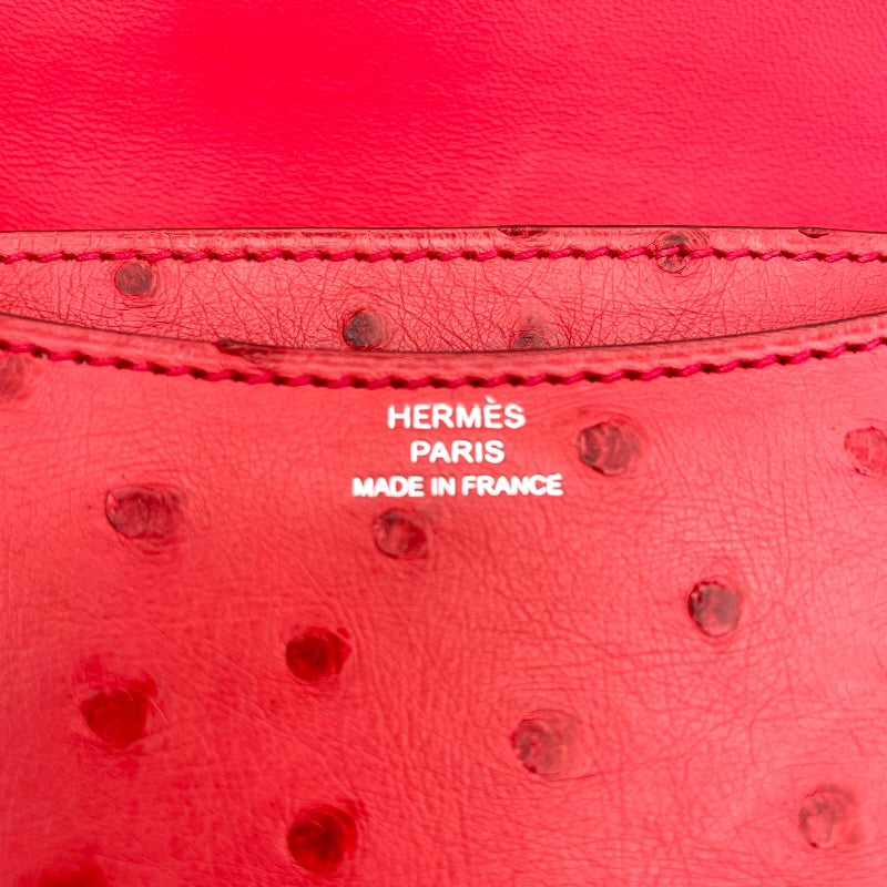 エルメス HERMES コンスタンス3ミニ C刻印 ブーゲンビリア SV金具 オーストリッチ レディース ショルダーバッグ