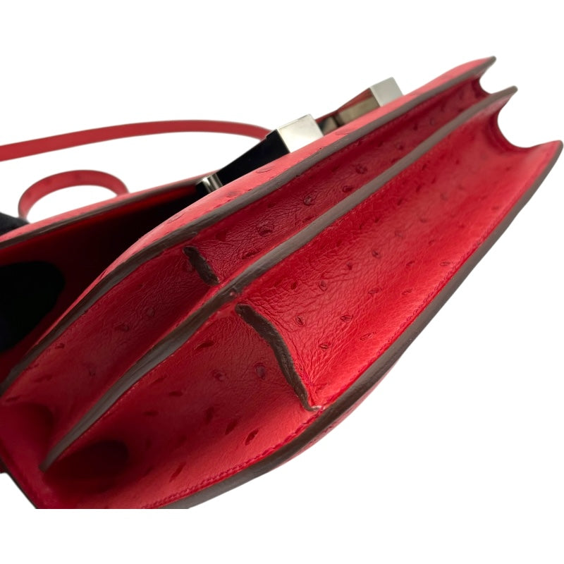 エルメス HERMES コンスタンス3ミニ C刻印 ブーゲンビリア SV金具 オーストリッチ レディース ショルダーバッグ