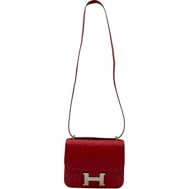 エルメス HERMES コンスタンス3ミニ C刻印 ブーゲンビリア SV金具 オーストリッチ レディース ショルダーバッグ