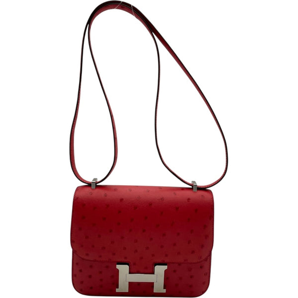 エルメス HERMES コンスタンス3ミニ C刻印 ブーゲンビリア SV金具 オーストリッチ レディース ショルダーバッグ