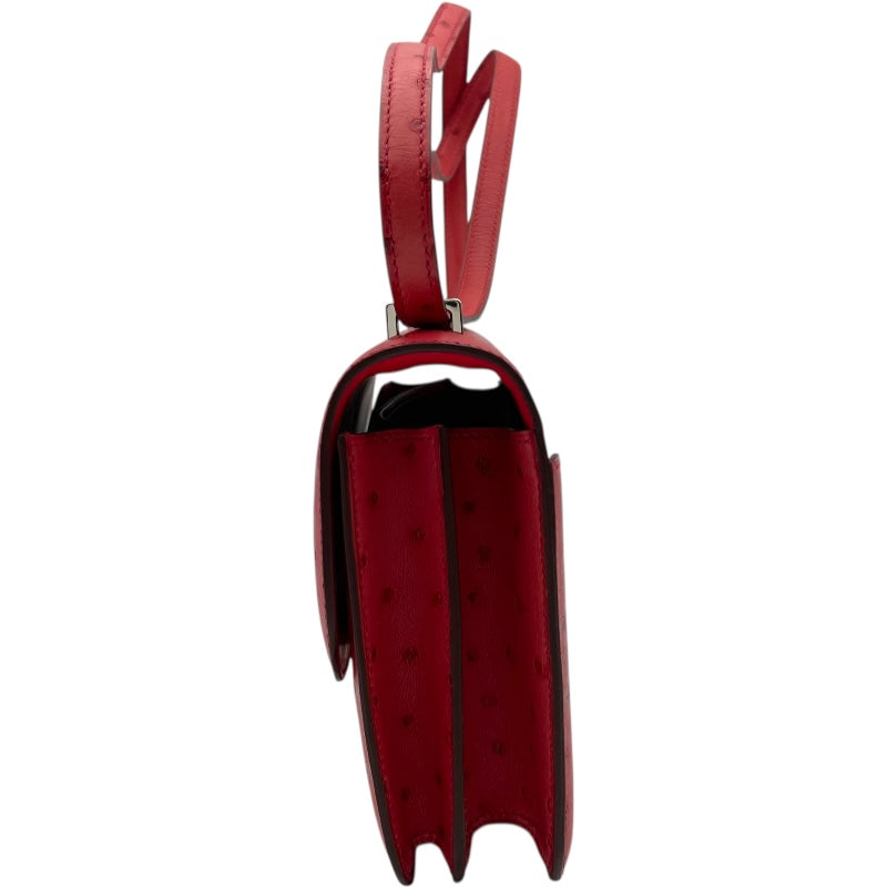 エルメス HERMES コンスタンス3ミニ C刻印 ブーゲンビリア SV金具 オーストリッチ レディース ショルダーバッグ