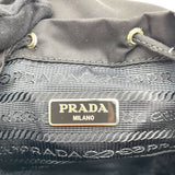 プラダ PRADA トライアングルロゴミニバッグバックチェーンショルダー ブラック シルバー金具 レザー×ナイロン レディース ショルダーバッグ