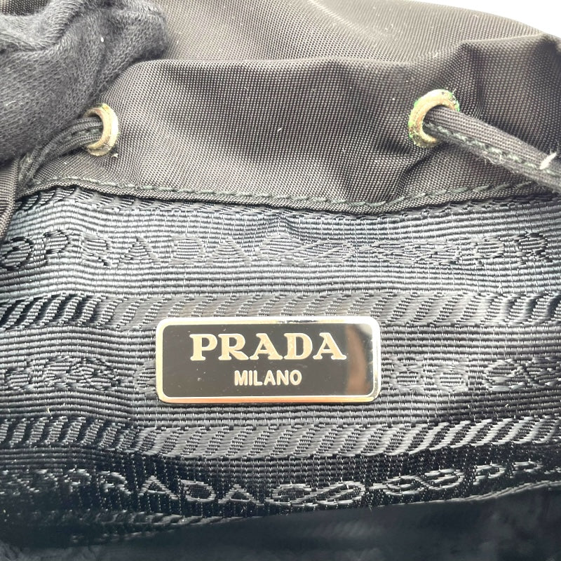 プラダ PRADA トライアングルロゴミニバッグバックチェーンショルダー ブラック シルバー金具 レザー×ナイロン レディース ショルダーバッグ
