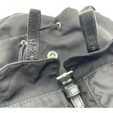 プラダ PRADA トライアングルロゴミニバッグバックチェーンショルダー ブラック シルバー金具 レザー×ナイロン レディース ショルダーバッグ