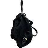 プラダ PRADA トライアングルロゴミニバッグバックチェーンショルダー ブラック シルバー金具 レザー×ナイロン レディース ショルダーバッグ