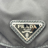 プラダ PRADA トライアングルロゴミニバッグバックチェーンショルダー ブラック シルバー金具 レザー×ナイロン レディース ショルダーバッグ