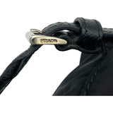 プラダ PRADA トライアングルロゴミニバッグバックチェーンショルダー ブラック シルバー金具 レザー×ナイロン レディース ショルダーバッグ