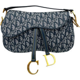 クリスチャン・ディオール Christian Dior トロッターサドルバッグ ネイビー キャンバス レディース ショルダーバッグ