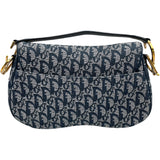 クリスチャン・ディオール Christian Dior トロッターサドルバッグ ネイビー キャンバス レディース ショルダーバッグ