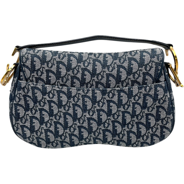 クリスチャン・ディオール Christian Dior トロッターサドルバッグ ネイビー キャンバス レディース ショルダーバッグ