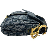 クリスチャン・ディオール Christian Dior トロッターサドルバッグ ネイビー キャンバス レディース ショルダーバッグ