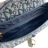 クリスチャン・ディオール Christian Dior トロッターサドルバッグ ネイビー キャンバス レディース ショルダーバッグ