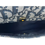 クリスチャン・ディオール Christian Dior トロッターサドルバッグ ネイビー キャンバス レディース ショルダーバッグ