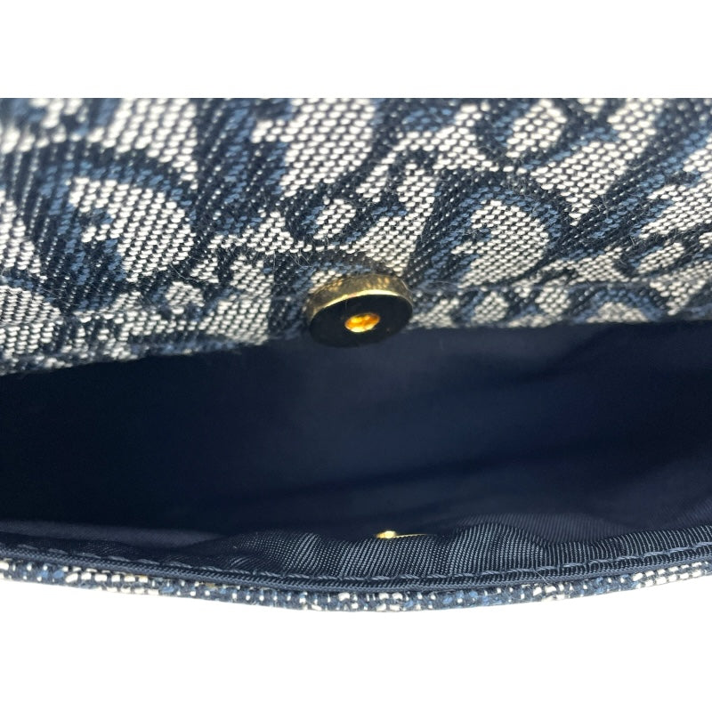 クリスチャン・ディオール Christian Dior トロッターサドルバッグ ネイビー キャンバス レディース ショルダーバッグ