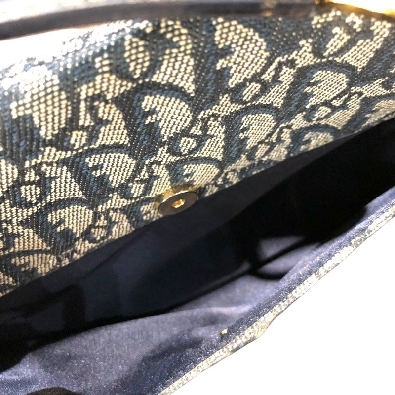 クリスチャン・ディオール Christian Dior トロッターサドルバッグ ネイビー/ゴールド金具 トロッターキャンバス レディース ハンドバッグ