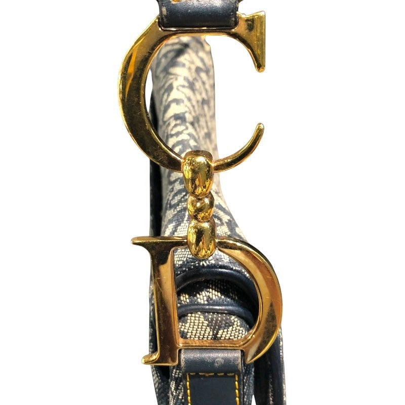 クリスチャン・ディオール Christian Dior トロッターサドルバッグ ネイビー/ゴールド金具 トロッターキャンバス レディース ハンドバッグ