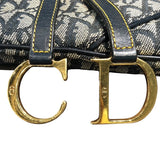 クリスチャン・ディオール Christian Dior トロッターサドルバッグ ネイビー/ゴールド金具 トロッターキャンバス レディース ハンドバッグ