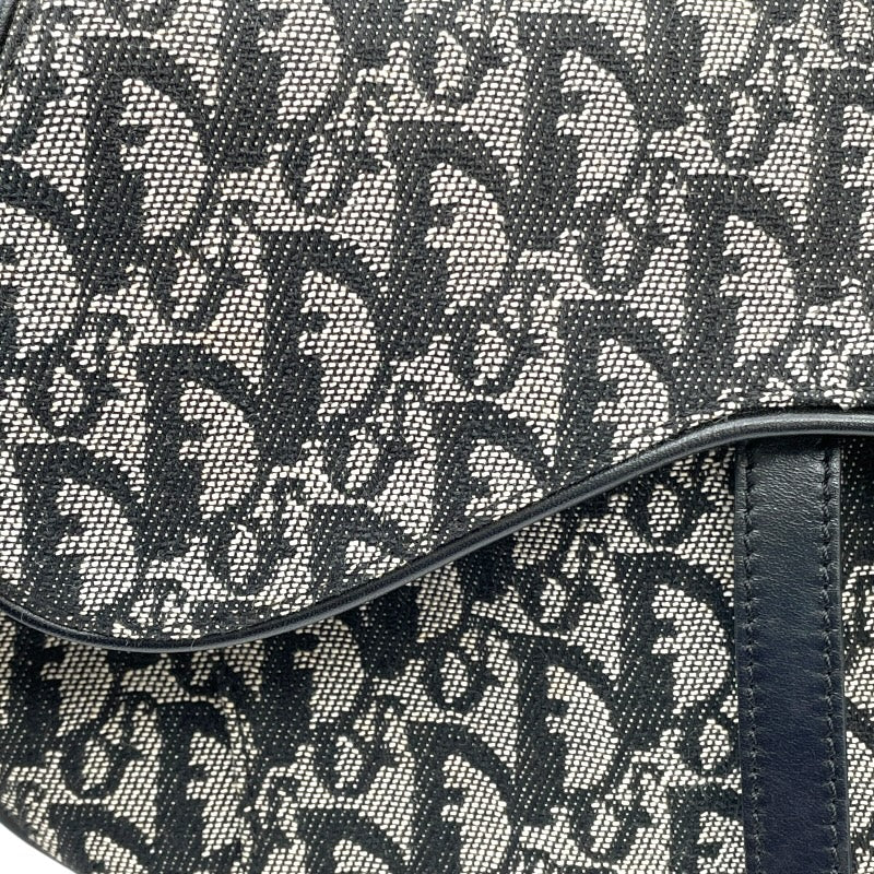 クリスチャン・ディオール Christian Dior トロッター サドルバッグ ブラック SV金具 トロッターキャンバス レディース ハンドバッグ