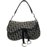 クリスチャン・ディオール Christian Dior トロッター サドルバッグ ブラック SV金具 トロッターキャンバス レディース ハンドバッグ