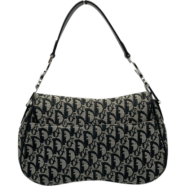 クリスチャン・ディオール Christian Dior トロッター サドルバッグ ブラック SV金具 トロッターキャンバス レディース ハンドバッグ