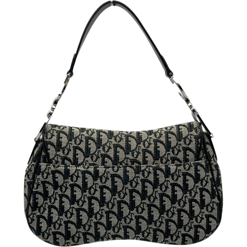 クリスチャン・ディオール Christian Dior トロッター サドルバッグ ブラック SV金具 トロッターキャンバス レディース ハンドバッグ